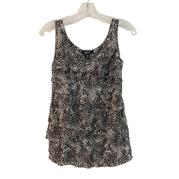 Style & Co Animal Print Ruffle Blouse Tank Sleeveless Women Size XS HSH - Picture 7 of 7
